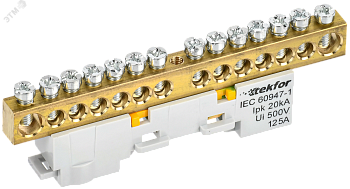 TEKFOR Шина PE земля неизолированная на универсальном держателе 8х12-14-Ж IEK TF-NN20-14-DL-K05