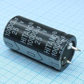 EHP103M25BA - Конденсатор алюминиевый электролитический 10000мкФ 25В ±20% (22х40мм) защелкиваемые выводы 10мм 3500мА 2000часов 105°C россыпь