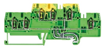 Клемма этажн. заземл.WKFN 2,5 E1/2/SL/35 - Заземляющая этажная клемма, 2х3 точки подключения, тип фиксации провода: пружинный, номинальное сечение: 2,5 мм кв., 500V, ширина: 5 мм, цвет: желто-зеленый, тип монтажа: DIN 35