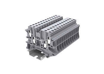 Проходная клемма TU4-4-GY - Проходная клемма, 4 точки подключения, тип фиксации провода: винтовой, номинальное сечение: 4 мм кв., 32A, 1000V, ширина: 6,2 мм, цвет: серый, тип монтажа: DIN 35