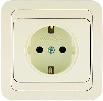Розетка 1-м СП Mimoza 16А IP20 с заземл.керамика крем./крем. 25008