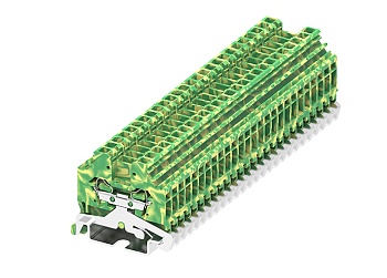 Заземляющая клемма 225917 - Заземляющая клемма, боковой подвод кабеля, TA2.5, тип фиксации провода: пружинный, номинальное сечение: 2,5 мм кв., ширина: 5 мм, цвет: желто-зеленый, тип монтажа: DIN 35