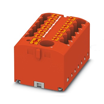 Распределительная клемма JUT15-6-18x2.5-RD - Распределительная клемма, 18 точек подключения, тип фиксации провода: Push-in, номинальное сечение: 2,5 мм кв., 690V, 41A, цвет: красный, тип монтажа: DIN35