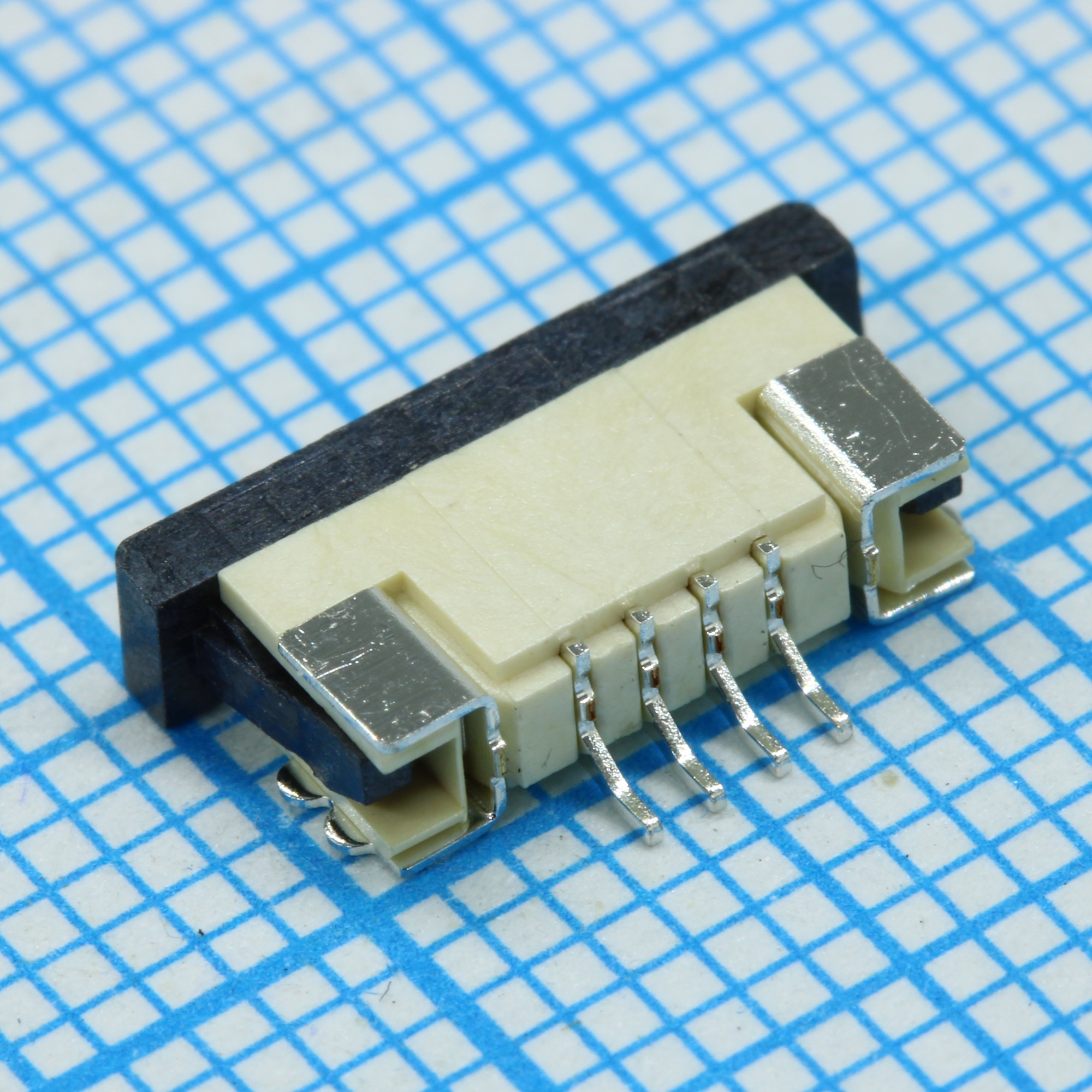 DS1020-07-04VBT1A-R - FPC разъем для шлейфа на плату, поверхностный монтаж 4pin, шаг 1.00мм (контакты снизу)