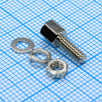 DS1045-01-1280-0480-4A - Комплект крепежа для D-SUB: винт шестигранный L=12.8мм, гайка, шайба, шайба-гровер / 1set