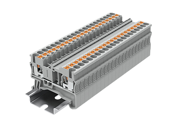 Проходная клемма TP2.5-2-GY - Проходная клемма, тип фиксации провода: push-in, номинальное сечение: 2,5 мм кв., 24A, 500V, ширина: 5,2 мм, цвет: серый, тип монтажа: DIN 35