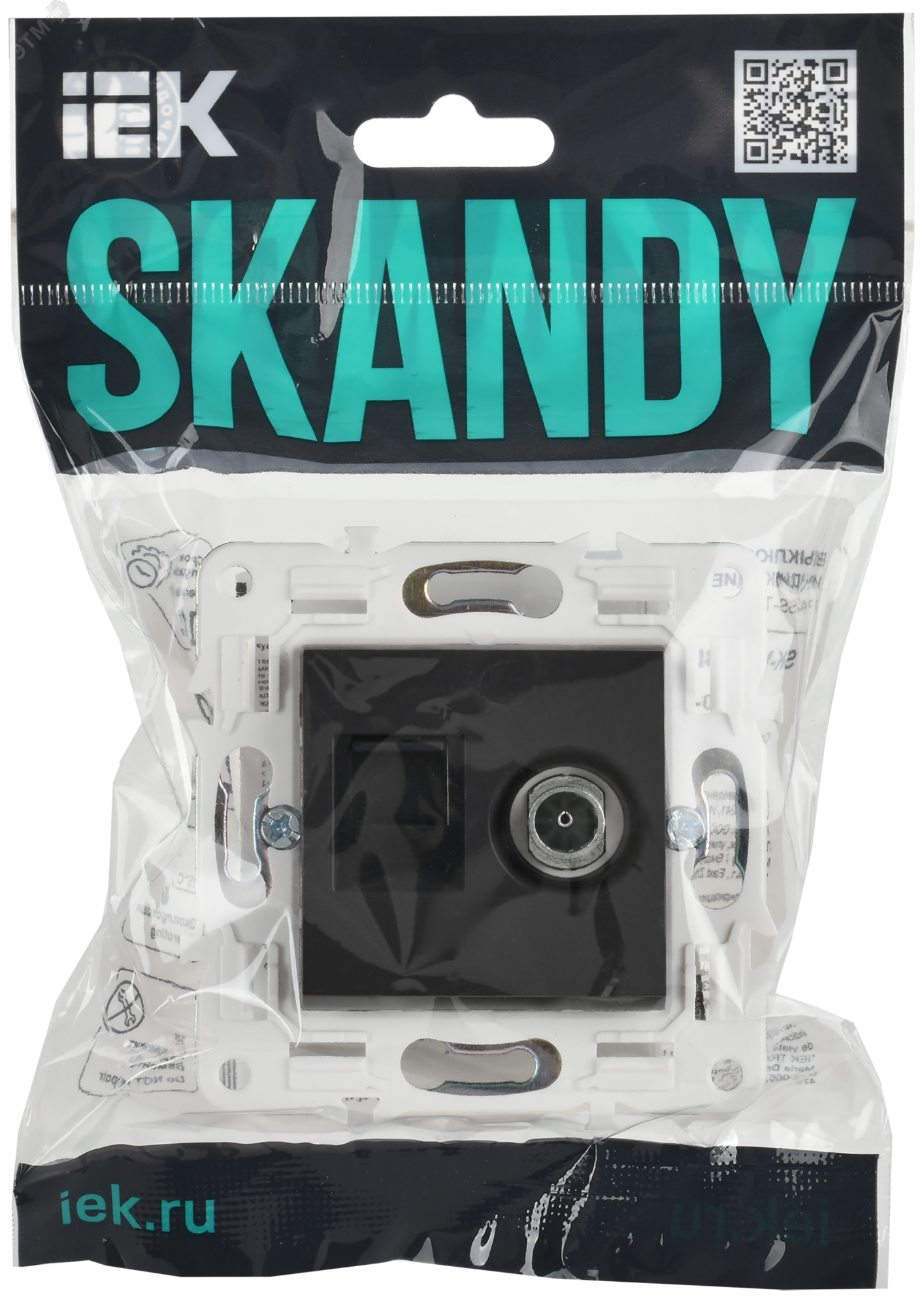 SKANDY Розетка двойная TV+RJ45 кат.5E SK-A14T титан IEK SK-AK20-1-K48