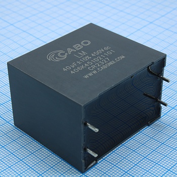 406K451D21101 - Конденсатор металлоплёночный полипропиленовый 40 мкФ 10% 450 В dc, 25 A, 42*28*37 мм, p=37.5 мм