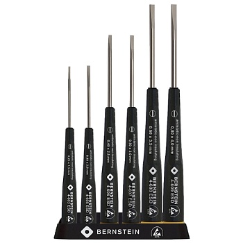 4-610 - Набор из 6 хромванадиевых радиомонтажных шлицевых отверток длиной 140-150 мм