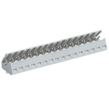 Вилка Wiecon 8213 S / 16 S1 OB GR - Вилочный разъем, без боковых стенок, угол 45 градусов, на плату, шаг 5,08 мм, 16 полюсов, фиксация на плате пайкой, 400V, 12А, без маркировки, цвет: серый, серия 8213 S S1