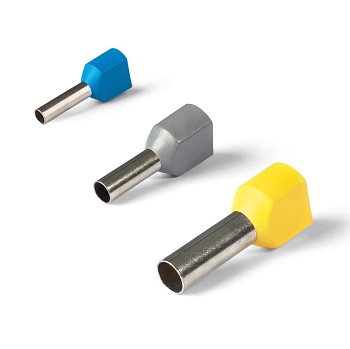 Наконечник втулочный, НШВИ(2) 6.0-14, 100674 - Кабельный наконечник, втулочный, сдвоенный, медь, НШВИ(2) 6.0-14 (сечение проводника 4 - 6 мм кв., длина втулки 14 мм), изолированный, цвет: желтый, в упаковке 50 штук