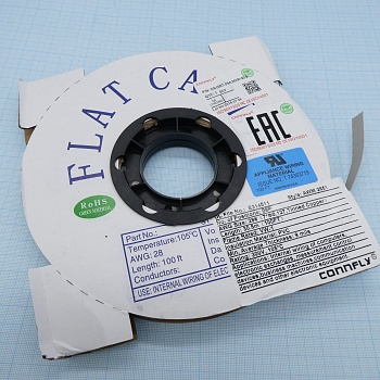 DS1057-09A282R - Плоский кабель (шлейф) 9 провод. шаг 1.27 мм, cеч. 28AWG(7*0.127мм Cu),(аналог RC-9/ FRC-09). Цена за 1метр