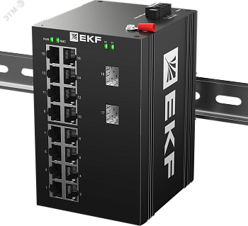 Промышленный неуправляемый коммутатор U-2GX/SFP-16GT, 2 порта 1000Base-X SFP, 16 портов 10/100/1000Base-T(X) RJ45, монтаж на динрейку TSX EKF