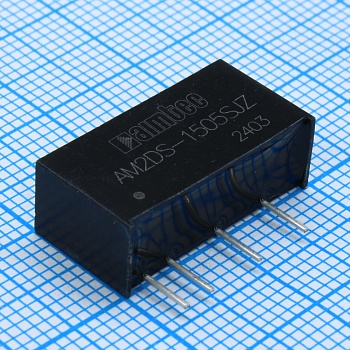 AM2DS-1505SJZ - DC/DC, 2Вт, вход 13.5…16.5В, выход 5В/0.04…0.4А, изоляция 1500В DC, КПД 80%, максимальная емкостная нагрузка не более 2400мкФ, SIP7, 19.65x7.05x10.16мм, -40…105°C, пластик