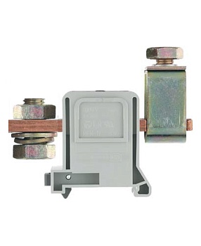 Клемма болтовая RFK 1 / 150 FMK S35 - Сильноточная болтовая клемма, тип фиксации провода: зажимт-перевернутый болт, номинальное сечение: 150 мм кв., 335A, 1000V, ширина: 42 мм, цвет: серый, тип монтажа: DIN 35