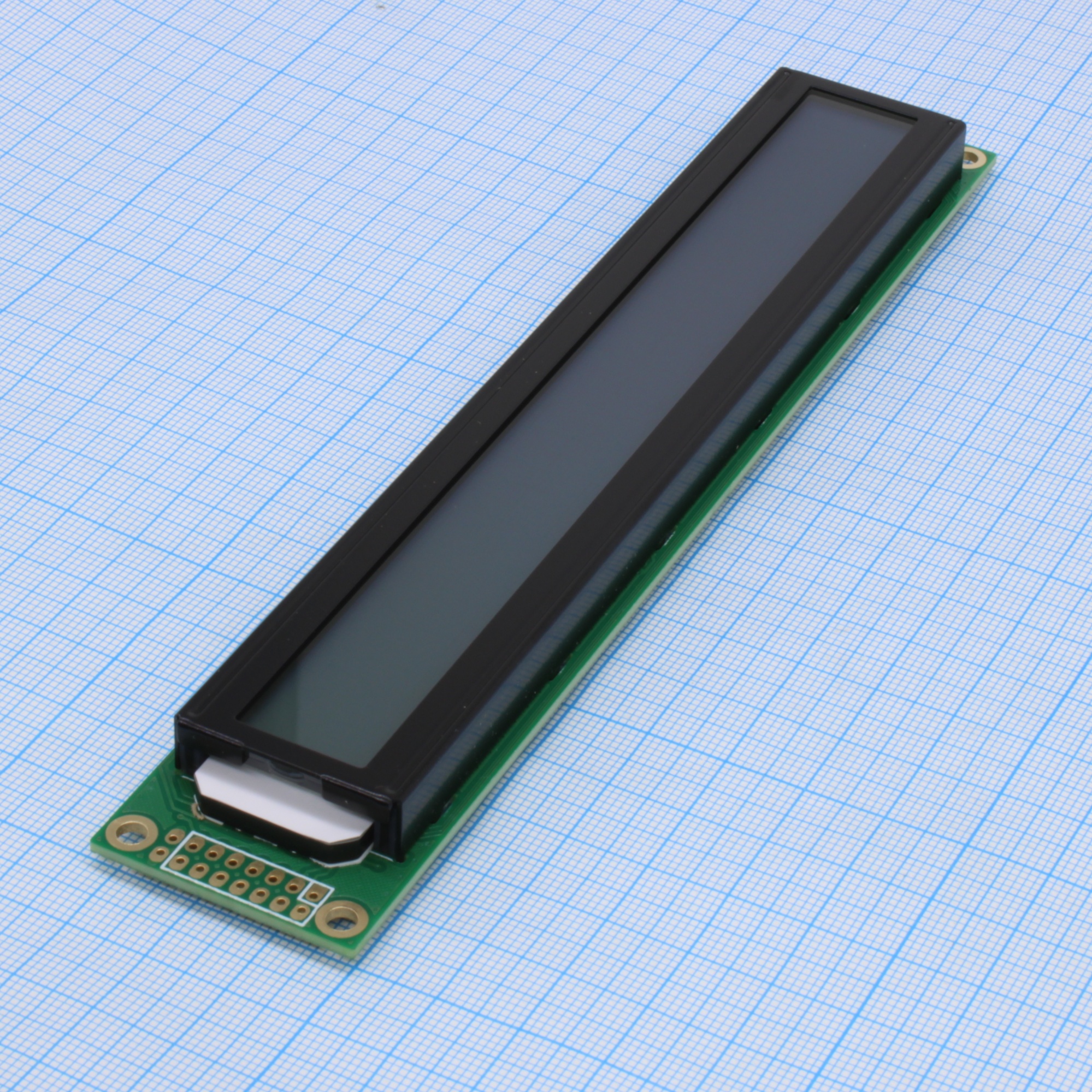 HTM4002A-11Y-T5P 6H - ЖКИ знакосинтезирующий 40 x 2, STN Серый Позитивный/прозрачно-отражающий светодиодная подсветка желто-зеленая, размер 182x33,5 мм, видимая область 155,1х16 мм, питание 5В, 0...50°C, 6 o`clock