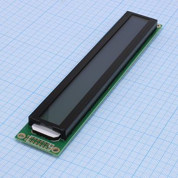 HTM4002A-11Y-T5P 6H - ЖКИ знакосинтезирующий 40 x 2, STN Серый Позитивный/прозрачно-отражающий светодиодная подсветка желто-зеленая, размер 182x33,5 мм, видимая область 155,1х16 мм, питание 5В, 0...50°C, 6 o`clock