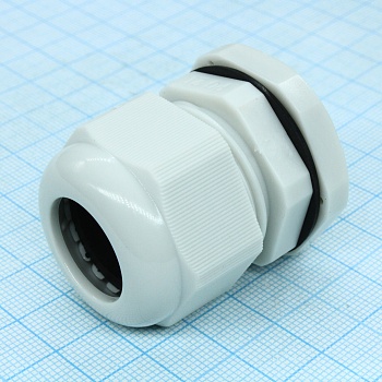 Кабельный ввод PG-21G - Кабельный ввод, PG21, диапазон зажимаемых проводников: 13 - 18 мм, пластик, серый