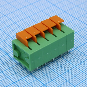 DG142R-5.08-05P-14-00A(H) - Нажимной безвинтовой клеммный блок 5 контактов. Зажим типа торцевой контакт. Серия DG142R-5.08