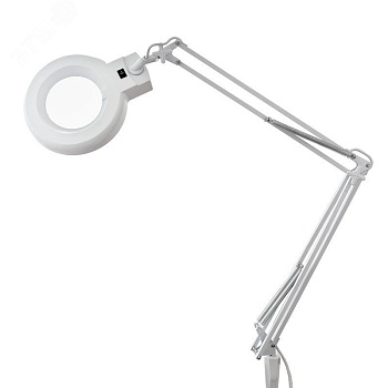 Лупа на струбцине круглая, 8D - с подсветкой, люминесцентная лампа 22W T9 220V, белая