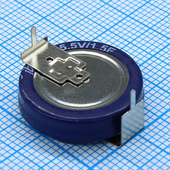 JGAH5R5D155Z200B - Ионистор стандартный мини 5,5V, 1.5F, -25...+70°C, 1000h, 18.7x6mm, горизонтального исполнения