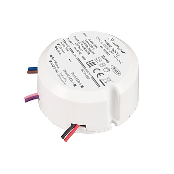 Блок питания ARJ-SN-45250-PFC-DALI-R (12W, 9-45V, 0.25A) 043061 - Диммируемый источник тока по протоколу DALI с гальванической развязкой для светильников и мощных светодиодов. Входное напряжение 220-240 VAC. Выходные параметры: 9-45В (250мА), максимальная