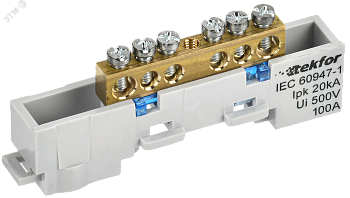 TEKFOR Шина N ноль неизолированная на универсальном держателе 6х9-6-С IEK TF-NN10-06-DL-K07