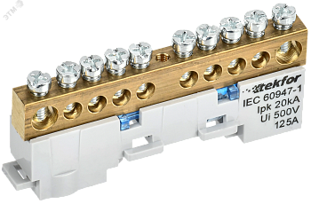 TEKFOR Шина N ноль неизолированная на универсальном держателе 8х12-10-С IEK TF-NN20-10-DL-K07