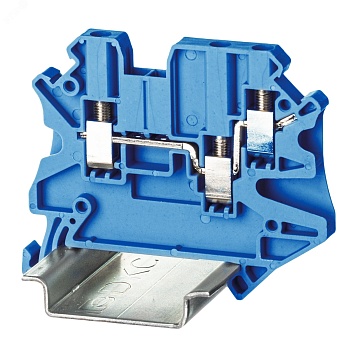 Клемма проходная, винтовой зажим, 3 точки подключения, 2.5 кв.мм, синяя TUR-2.5-TWIN-BU