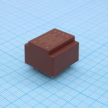 PE200610 - Трансформатор питания 0.35ВА  230В 2х15В/2х12мА  ta 70°C (EE 20/6) 15мм.