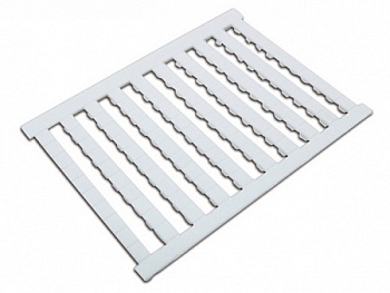 Маркировка  ZBFM4 - Кассета с шильдиками для клемм производителя UTL, сечением 1,5 мм кв., 100 шильдиков, размер шильдика 3,6x5,1 мм, цвет: белый