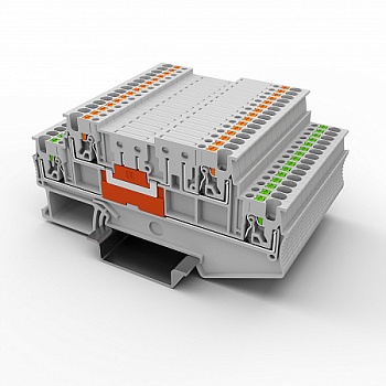 Этажная клемма UPT-1.5/2K-GY - Этажная клемма, тип фиксации провода: Push-in, номинальное сечение: 1,5 мм кв., 400V, 9A, ширина: 3,5 мм, цвет: серый, тип монтажа: DIN35