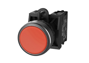 Кнопка плоская (красная) TS2010-0AL10 - Кнопка круглая плоская, с блокировкой, без подсветки, пластиковое переднее кольцо, без контактной группы, диаметр головки кнопки 29,5 мм, диаметр посадочного отверстия: 22 мм, цвет: красный