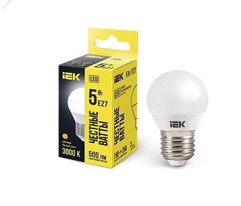Лампа светодиодная Eco G45 5Вт шар 3000К тепл. бел. E27 450лм 230-240В LLE-G45-5-230-30-E27