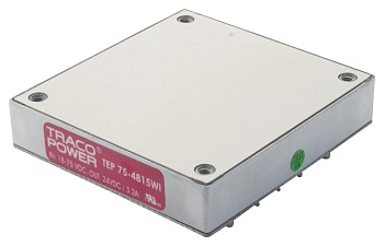 TEP 75-2416WI - Преобразователь DC/DC, 75Вт, Uвх=9…36В, Uвых=28В/2.7А, изоляция 1000В AC, на плату 61х57.9х12.7мм, -40°С…+75°С