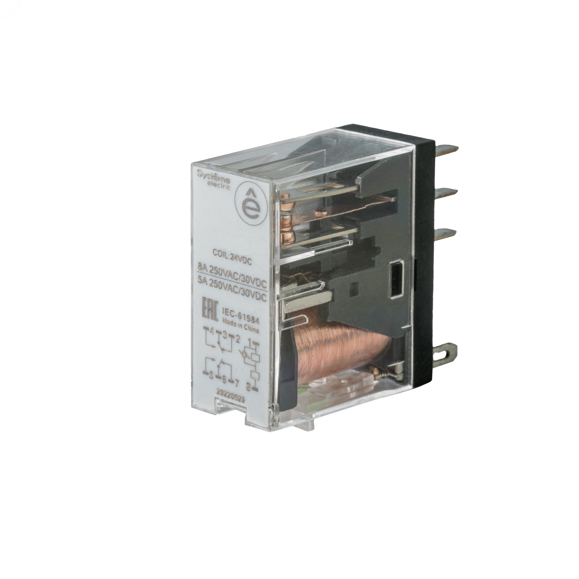 Реле 8A 2CO 24VDC тест кнопка LED SXG25BD