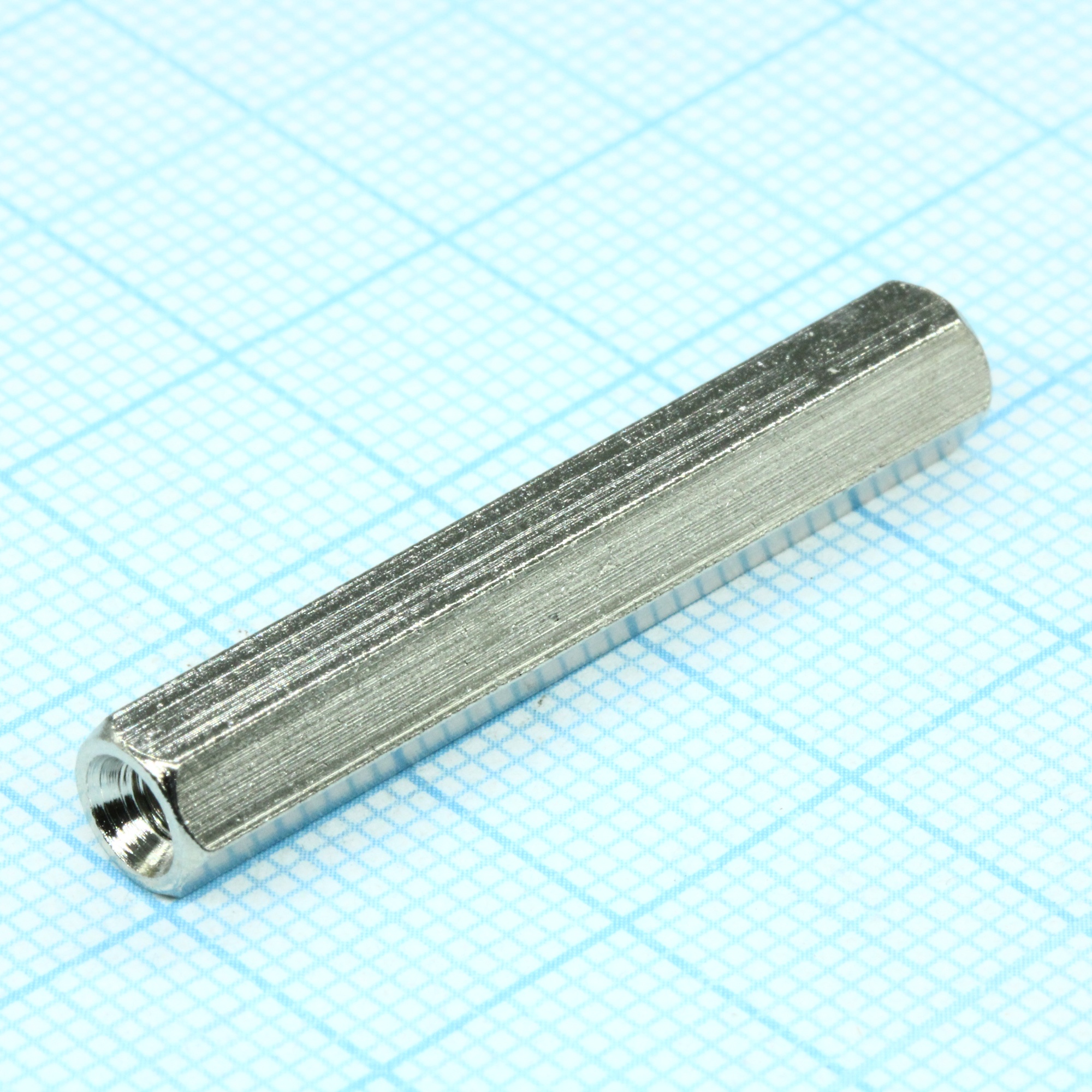 H-L3500-0600-5-03-2N - Стойка латунная никелированная для печатной платы, шестигранная, М3, 35мм, отверстие-отверстие