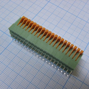 DG141V-2.54-20P-14-00A(H) - Нажимной безвинтовой клеммный блок 20 контактов. Зажим типа торцевой контакт. Серия DG141V-2.54