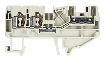 Клемма сдв. WKF 2.5 D2/8113/35 - Сдвоенная клемма для подключения разъема 8113, тип фиксации провода: пружинный, номинальное сечение: 2,5 мм кв., 16A, 250V, ширина: 5 мм, цвет: серый, тип монтажа: DIN 35