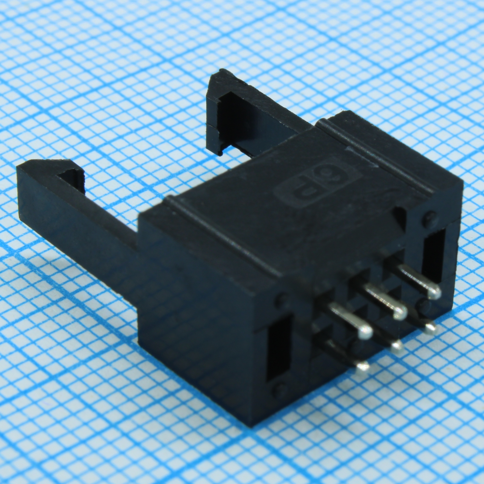 DS1013-01-06SSIB-B - IDC разъем, вилка на плату прямая двухрядная 6pin(2x3), шаг 2.54мм с фиксатором