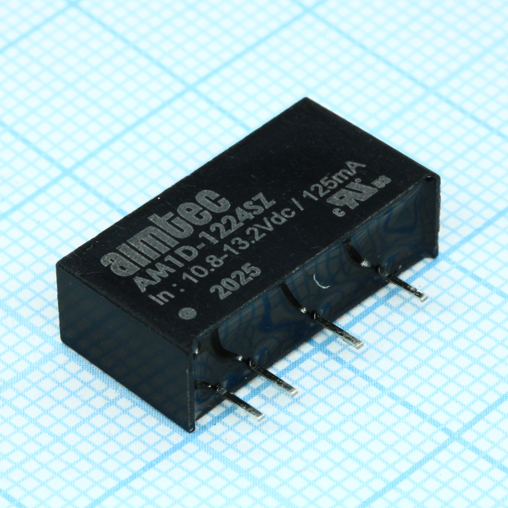 AM1D-1224SZ - DC/DC, 1Вт, вход 10.8…13.2В, выход 24В/0.042А, изоляция 1000В DC, КПД 76%, максимальная емкостная нагрузка не более 220мкФ, SIP7, 19.5x6x10мм, -40…85°C, пластик