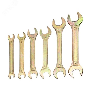 Набор ключей рожковых (6х7-16х17мм), 6 шт, желтый цинк 12-5843-2