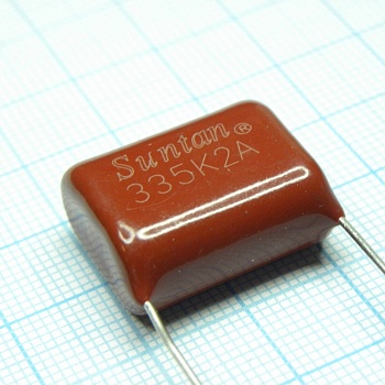 TS02002A335KSB0F0R - Конденсатор металлоплёночный полиэтилентерефталатный 3.3мкФ 100В ±10% (23х11х19мм) шаг выводов 20мм 85°С россыпь