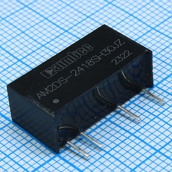 AM2DS-2418SH30JZ - DC/DC, 2Вт, вход 21.6…26.4В, выход 18В/0.011…0.111А, изоляция 3000В DC, КПД 86%, максимальная емкостная нагрузка не более 220мкФ, SIP7, 19.65x7.05x10.16мм, -40…105°C, пластик