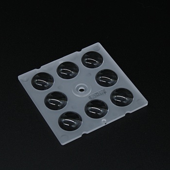 AJHB50D8LED90G - Групповая квадратная линза на 8 светодиодов 5050/3535/3030 , эфф=89%, ~90°,  50x50mm   H:6.2mm, PC