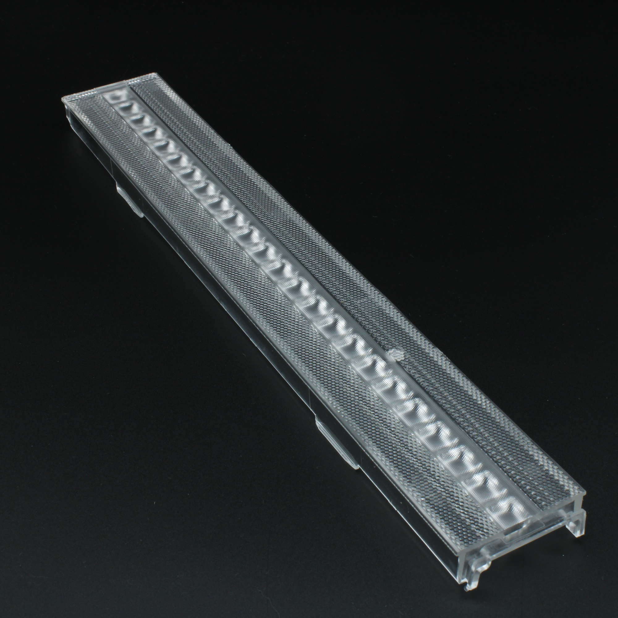 ASL280D43H24LED60G - Линейная линза на 24 светодиода 2835/3030, эфф=93%, ~60°, 280x43mm H:7mm, PMMA