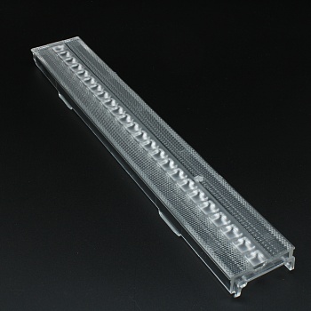 ASL280D43H24LED60G - Линейная линза на 24 светодиода 2835/3030, эфф=93%, ~60°, 280x43mm H:7mm, PMMA