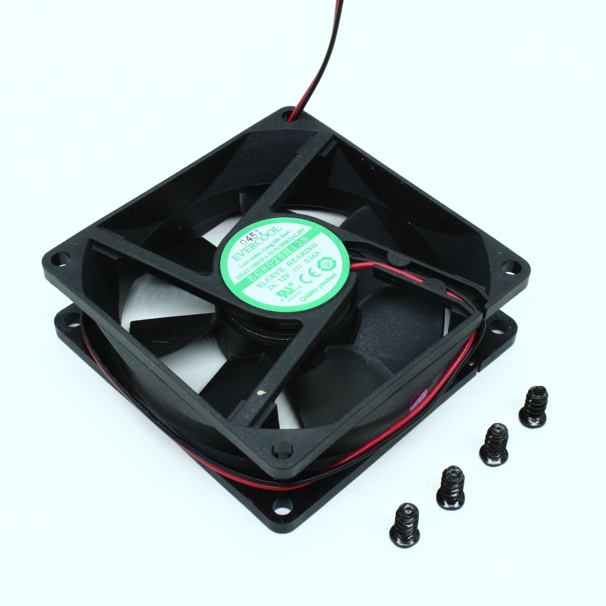 EC8025H12S - Вентилятор 12В, 80х80х25мм, подшипник скольжения, 3000 об/мин