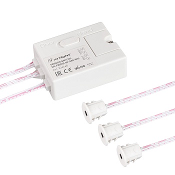 ИК-датчик SR-PRIME-IN-S80-WH (12-24V, 96-192W, DOOR/HAND) 036165 - Выключатель для светодиодной ленты 12-24 В. Питание/рабочее напряжение DC 12-24 В, максимальный ток 8 A на канал, 1 канал, максимальная мощность 96-192 Вт. Переключение режимов срабатывани