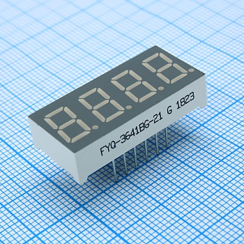FYQ-3641BG-21 - 4-х разрядный индикатор 9,2мм/зеленый/570нм/14-18мкд/ОА